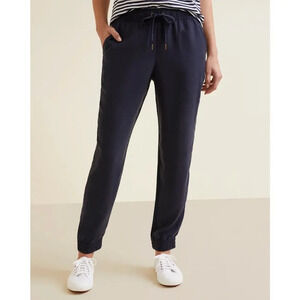 Garnet Hill Tencel & Linen Joggers Womens XS Navy‎ Relaxed Fit Athleisure Casual